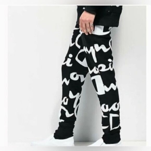 Champion Small Mens Jogger Pants Reverse Weave Giant Script Logo - Picture 1 of 7